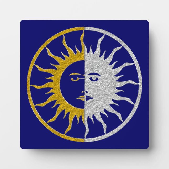 SUN & MOON Symbol - gold silver Plaque (Front)