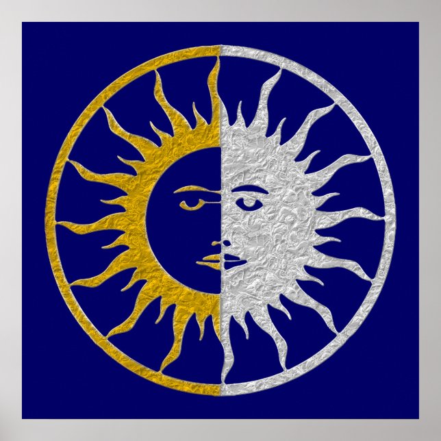 SUN & MOON Symbol - gold silver Poster (Front)