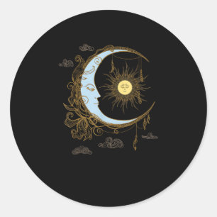 Sun Moon Vintage 90s Witch Whimsigoth Aesthetic Classic Round Sticker