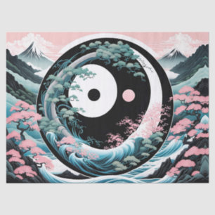 Sun Moon Wave Floral Mountain Pink Sage Teal Tissue Paper