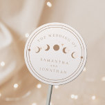 Sun & Moon Whimsical Hand Drawn Celestial Wedding Classic Round Sticker<br><div class="desc">Sun & Moon Whimsical Hand Drawn Celestial Wedding RSVP Card</div>