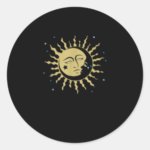 Sun Moon With 90s Witch Whimsigoth Aesthetic Classic Round Sticker