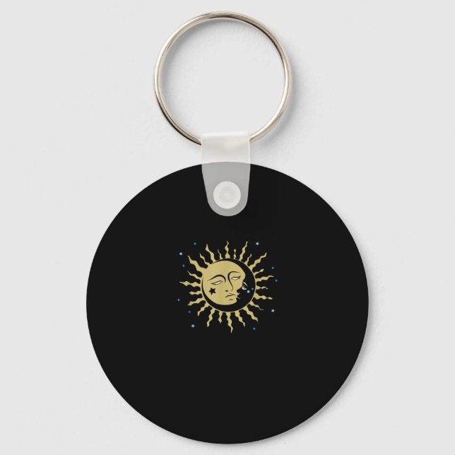Sun Moon With 90s Witch Whimsigoth Aesthetic Key Ring (Front)