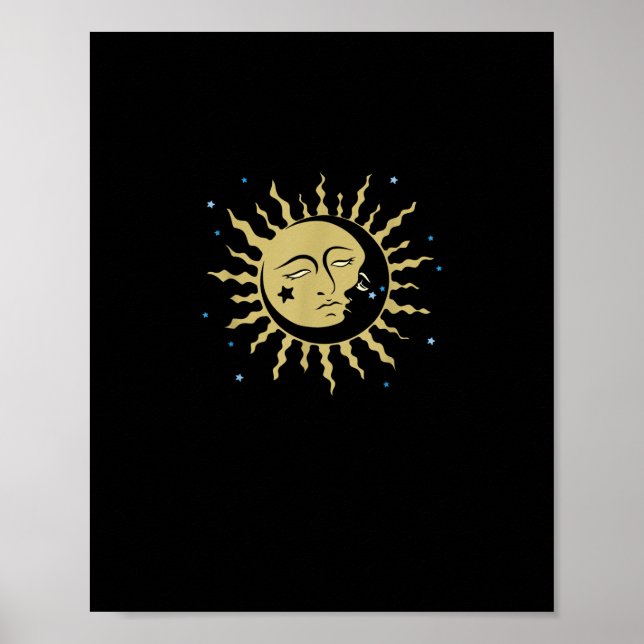 Sun Moon With 90s Witch Whimsigoth Aesthetic Poster (Front)