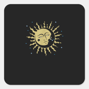 Sun Moon With 90s Witch Whimsigoth Aesthetic Square Sticker