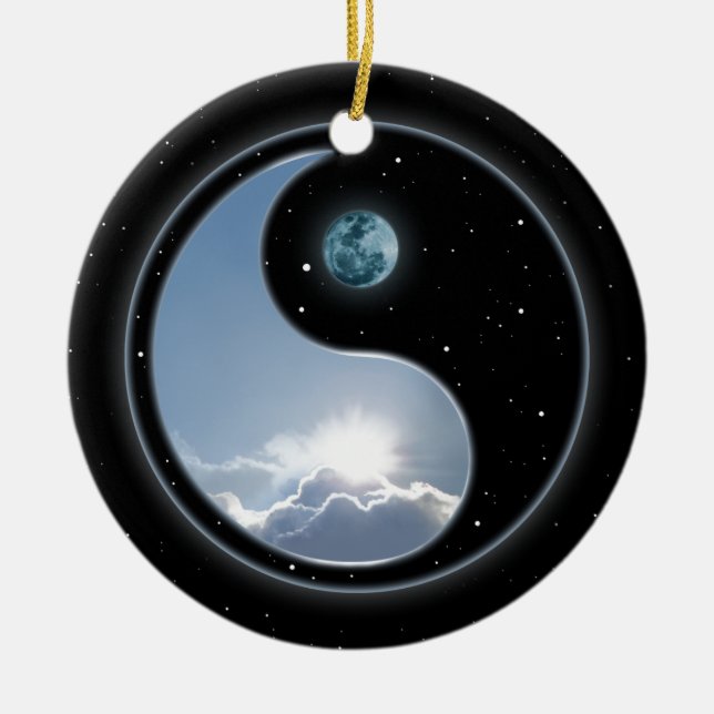 Sun-Moon Yin-Yang Ceramic Tree Decoration (Front)