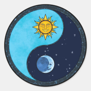 Sun Moon Yin Yang Classic Round Sticker