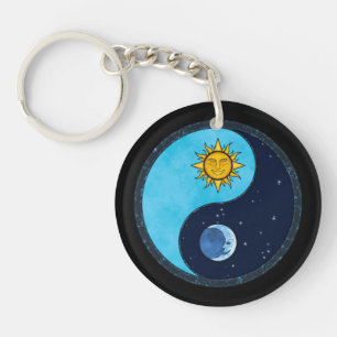 Sun Moon Yin Yang Symbol Key Ring