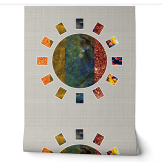 Sun Mosaic Wallpaper | Light Grey Mural