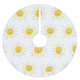 Sun motifs: vintage sketchy seamless. brushed polyester tree skirt
