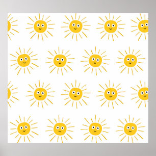 Sun motifs: vintage sketchy seamless. poster