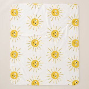 Sun motifs: vintage sketchy seamless. sherpa blanket