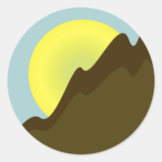 Sun mountain illustration classic round sticker
