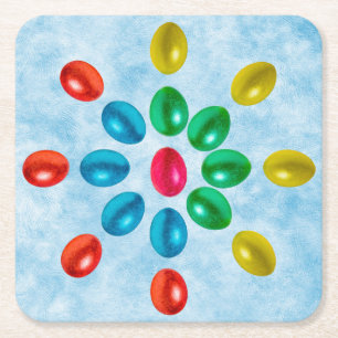 Sun of Easter eggs Square Paper Coaster