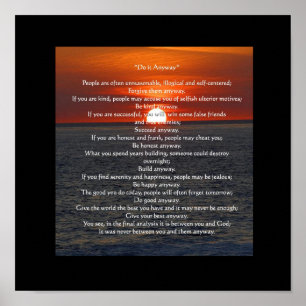 Sun on Ocean in Black "Do It Anyway" Poster