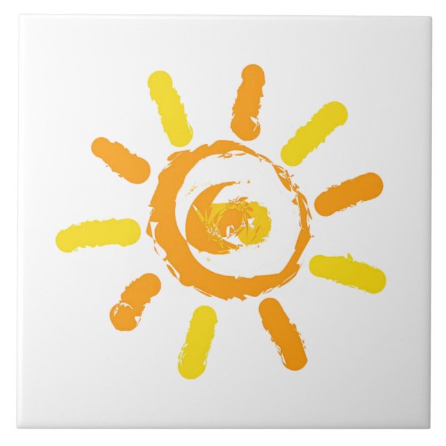 Sun orange yellow drawing ceramic tile (Front)