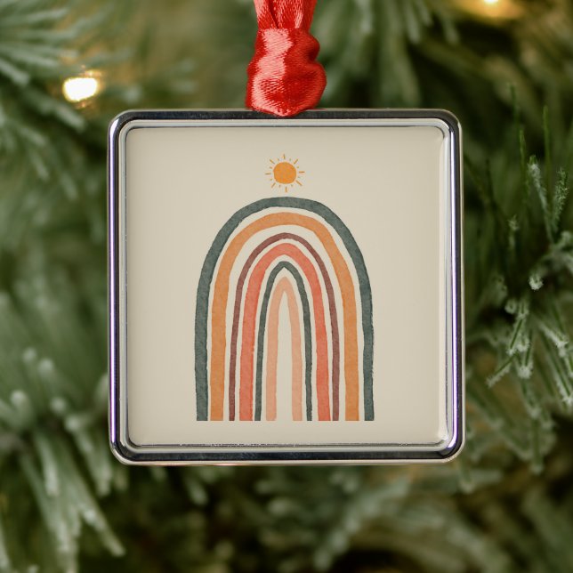 Sun Over A Rainbow Metal Ornament (Tree)