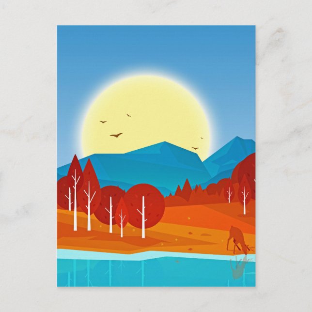 Sun over Blue Mountain with Deer Lake Postcard (Front)