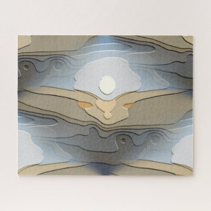 SUN OVER THE HILLS ABSTRACT  JIGSAW PUZZLE