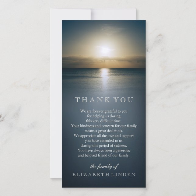 Sun Over the Ocean | Sympathy Thank You Card (Front)