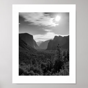 Sun over the Valley Yosemite Black and White Photo Poster