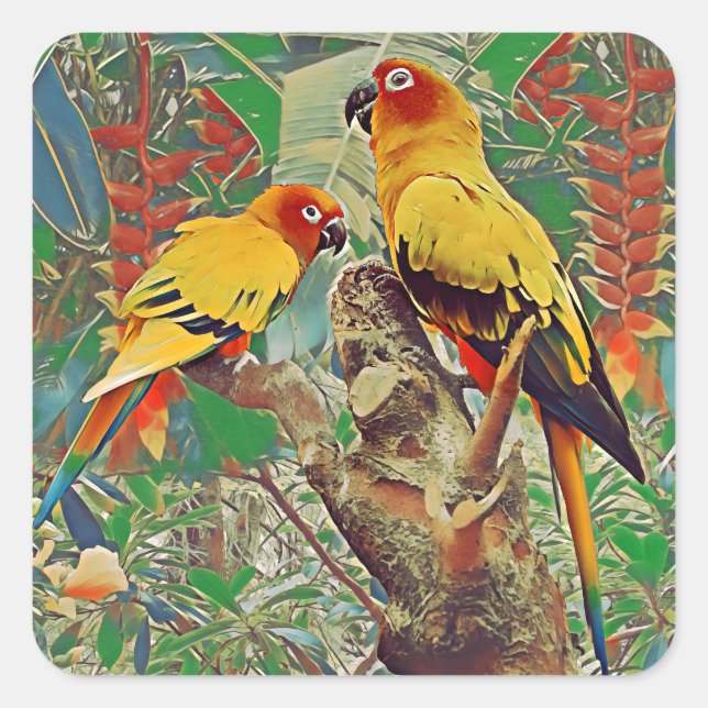 Sun Parakeets Square Sticker (Front)