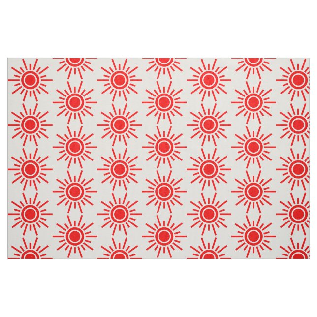Sun Pattern 02 - Red on White Fabric (Fat Quarter)