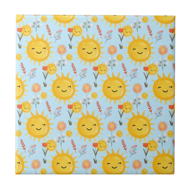 Sun Pattern Ceramic Tile (Front)