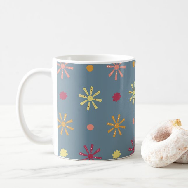 sun pattern coffee mug (With Donut)