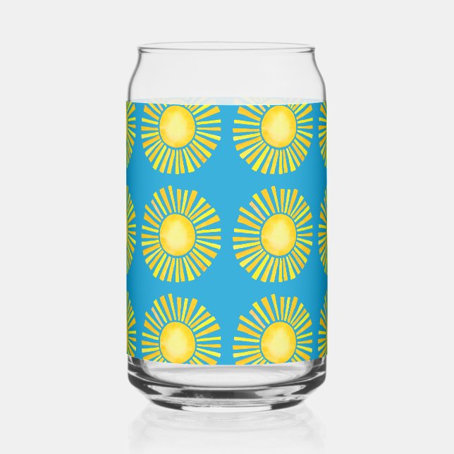Sun Pattern Orange and Yellow Can Glass (Front)