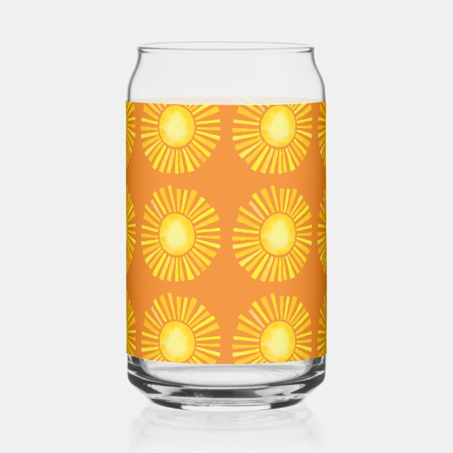 Sun Pattern Orange and Yellow Can Glass (Front)