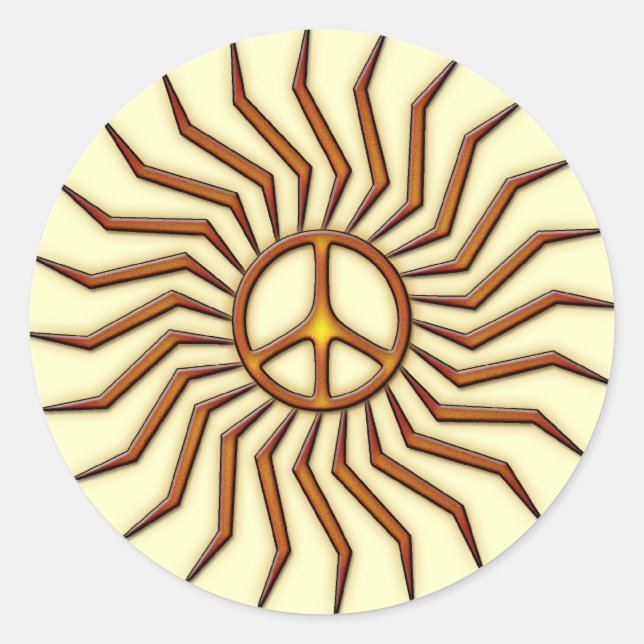 SUN PEACE SIGN CLASSIC ROUND STICKER (Front)