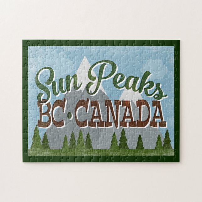 Sun Peaks Canada Fun Retro Snowy Mountains Jigsaw Puzzle (Horizontal)