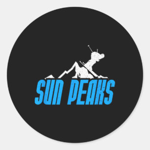 Sun Peaks Canada Skiing Snowboarding Resort Distre Classic Round Sticker