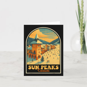 Sun Peaks Canada Vintage Design Retro Ski Village  Card