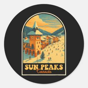 Sun Peaks Canada Vintage Design Retro Ski Village Classic Round Sticker