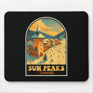 Sun Peaks Canada Vintage Design Retro Ski Village Mouse Pad