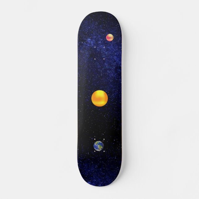 Sun & planet earth on galaxy  skateboard (Front)