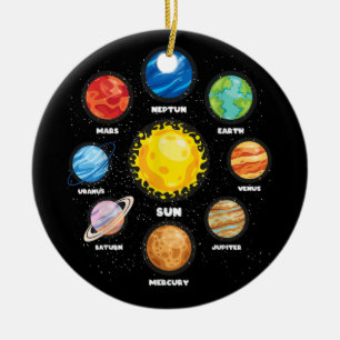 Sun Planets Outer Space Scientist Astronaut Space  Ceramic Ornament