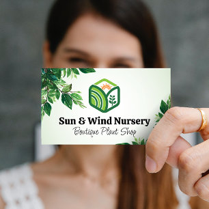 Sun Plants Logo Nature Leaves Business Card