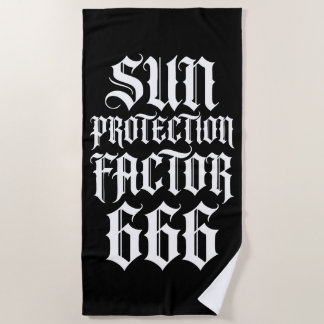 Sun Protection Factor 666 Gothic Typography Design Beach Towel