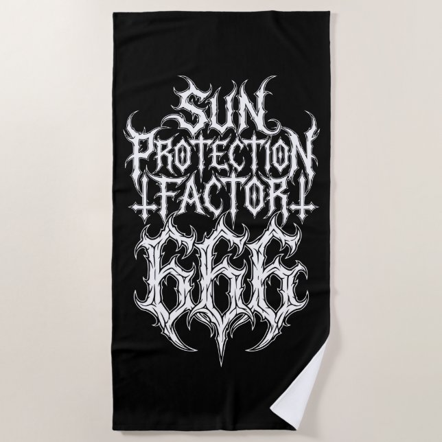 Sun Protection Factor 666 Metal Logo Beach Towel (Front)
