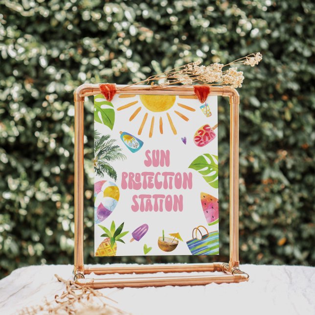 Sun Protection Station Pool Party Sign (Creator Uploaded)