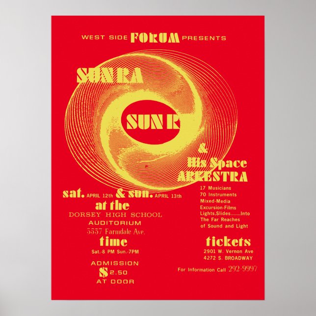 Sun Ra Arkestra Forum Jazz Vintage Poster (Front)