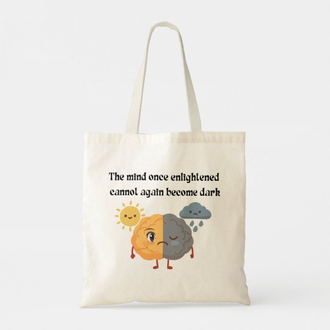 Sun Rain Brain Enlightened Mind Yellow Student Tote Bag (Back)