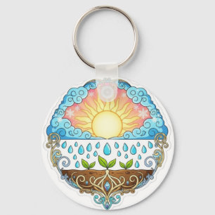 Sun Rain Growth Nature Symbol Illustration design Key Ring