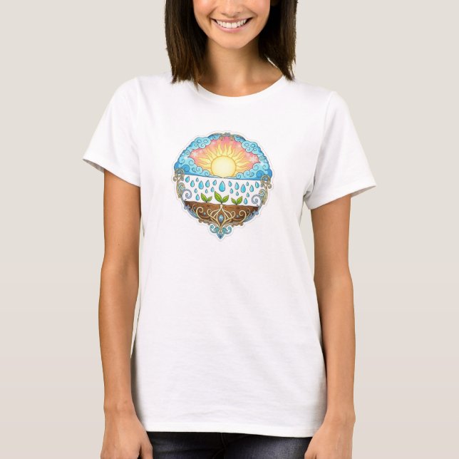 Sun Rain Growth Nature Symbol Illustration design  T-Shirt (Front)