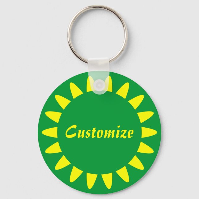 Sun Ray Template - 3 - All Green Key Ring (Front)