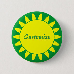 Sun Ray Template - 3 - Green 6 Cm Round Badge