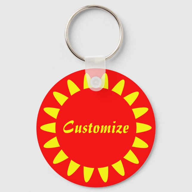 Sun Ray Template - 3 (red) Key Ring (Front)